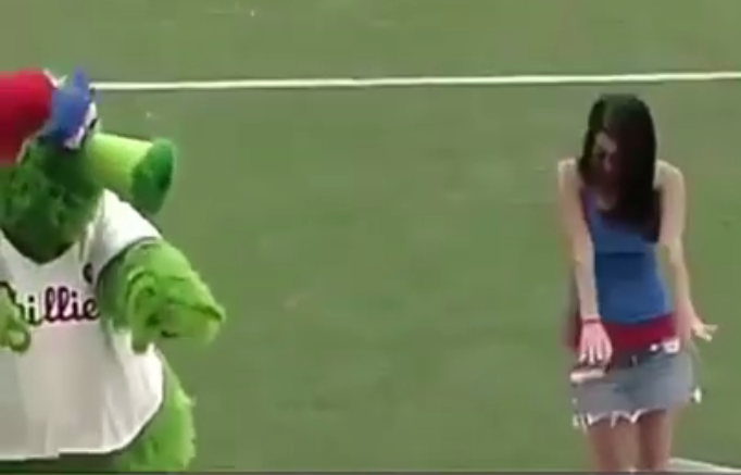 VIDEO Phillies Mascot Tries To Get Hot Fan To Take Her Shirt Off