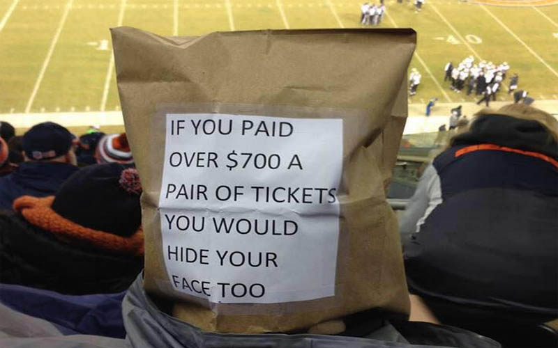 Chicago Bears Fans Wear Bags On Their Head To Protest Dreadful Team