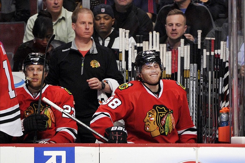 VIDEO Patrick Kane Takes Nasty Hit Into the Boards, Leaves Game Hurting