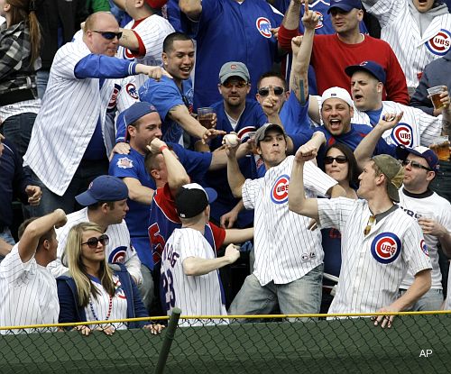 Image result for cubs fan throwing ball back