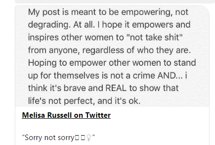 Melisa Russell Tweet