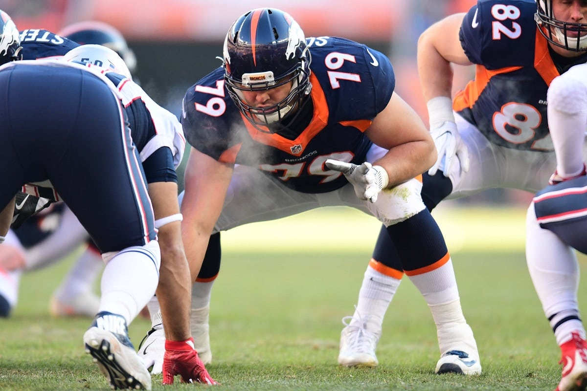 Chicago Bears offensive lineman Michael Schofield III (79) walks off the  field following an NFL football game against the New England Patriots,  Monday, Oct. 24, 2022, in Foxborough, Mass. (AP Photo/Stew Milne