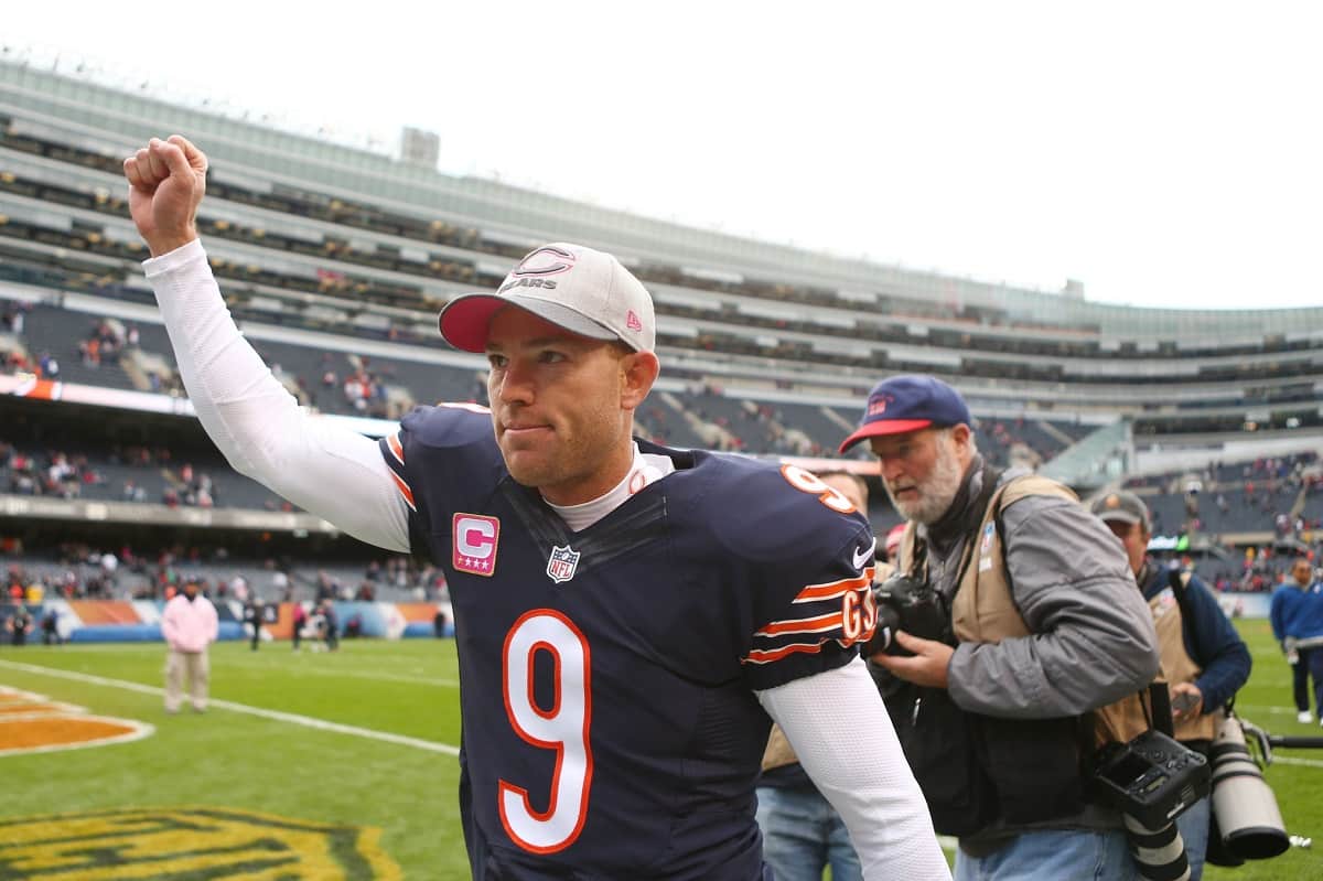 Chicago, United States. 11th Sep, 2022. San Francisco 49ers place kicker Robbie  Gould (9) kicks a field goal during the third quarter against the Chicago  Bears at Soldier Field in Chicago on