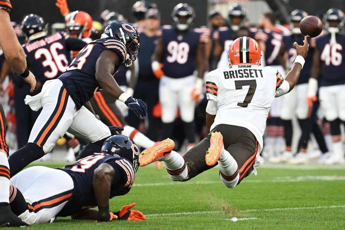 Chicago Bears defensive tackle Justin Jones (93) reacts against the New  York Giants during an NFL football game Sunday, Oct. 2, 2022, in East  Rutherford, N.J. (AP Photo/Adam Hunger Stock Photo - Alamy