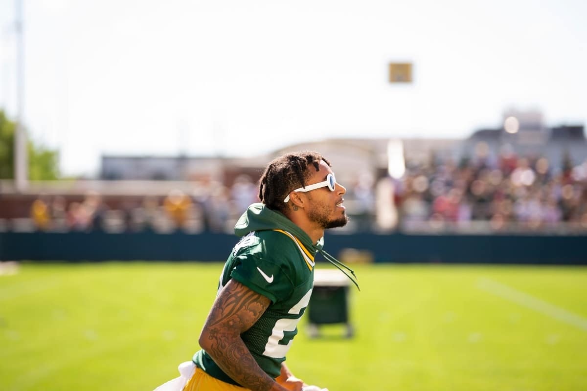 Green Bay Packers cornerback Jaire Alexander (23) walks off the field after  an NFL football game against the Chicago Bears, Sunday, Sept. 10, 2023, in  Chicago. (AP Photo/Kamil Krzaczynski Stock Photo - Alamy