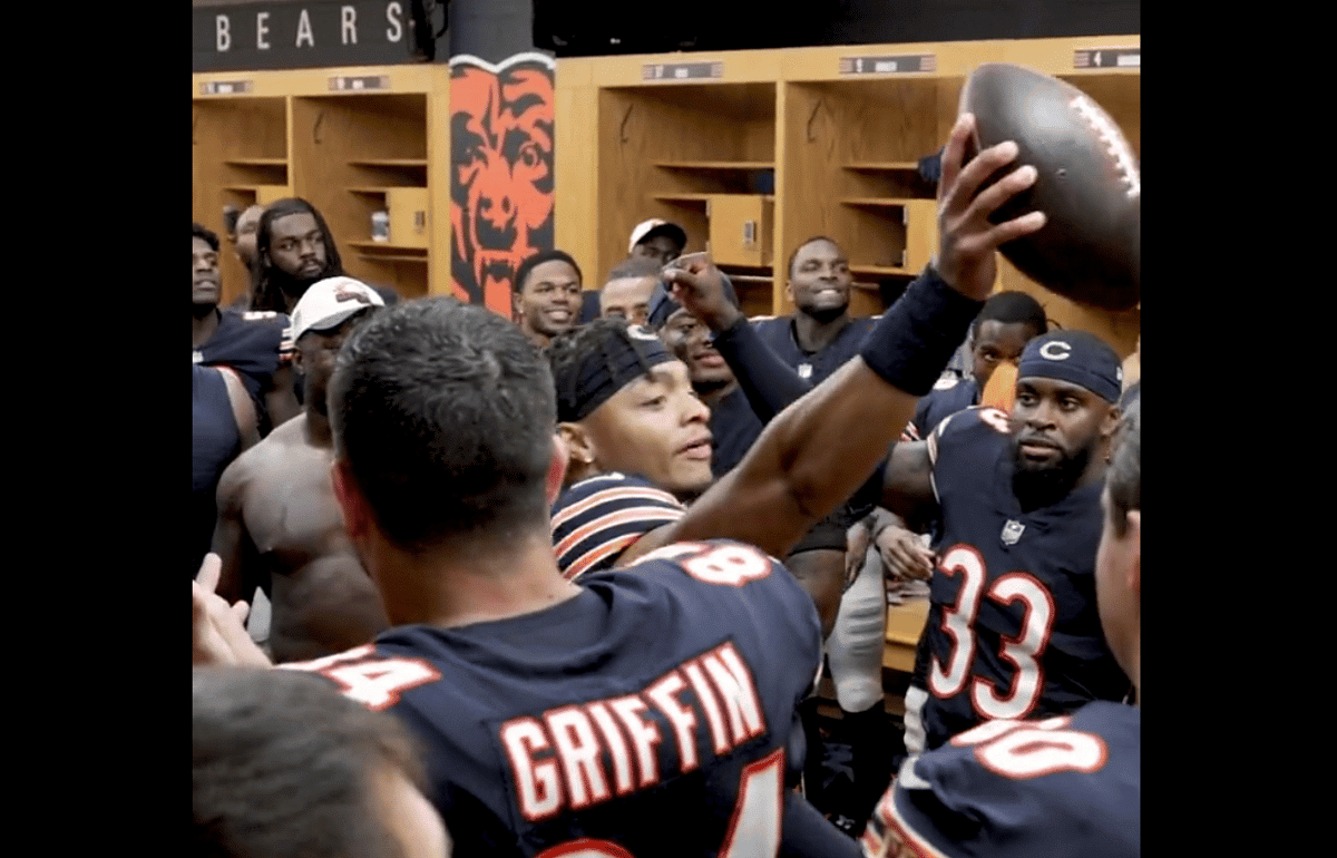 VIDEO: Justin Fields Gives Game Balls To Poles And Eberflus