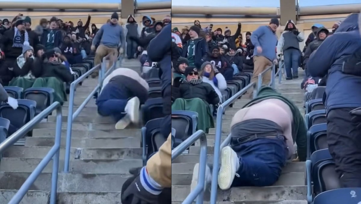 Chicago Bears fan chows down on pumpkin pie during game vs. New York Giants