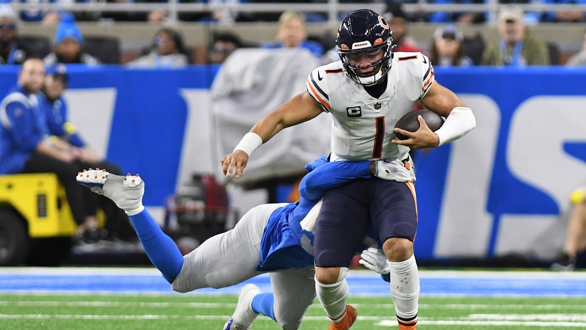 According NFL on CBS, Justin Fields had the highest pressure rate