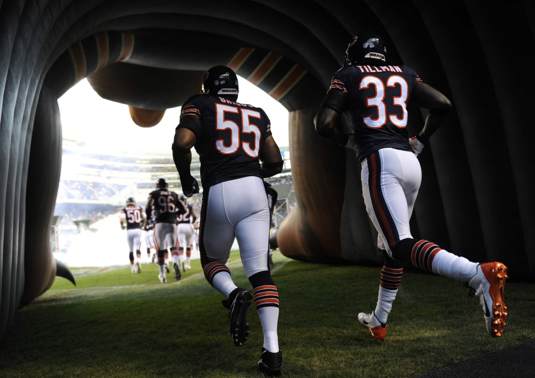 Chicago Bears linebacker Lance Briggs (55) celebrates as strong